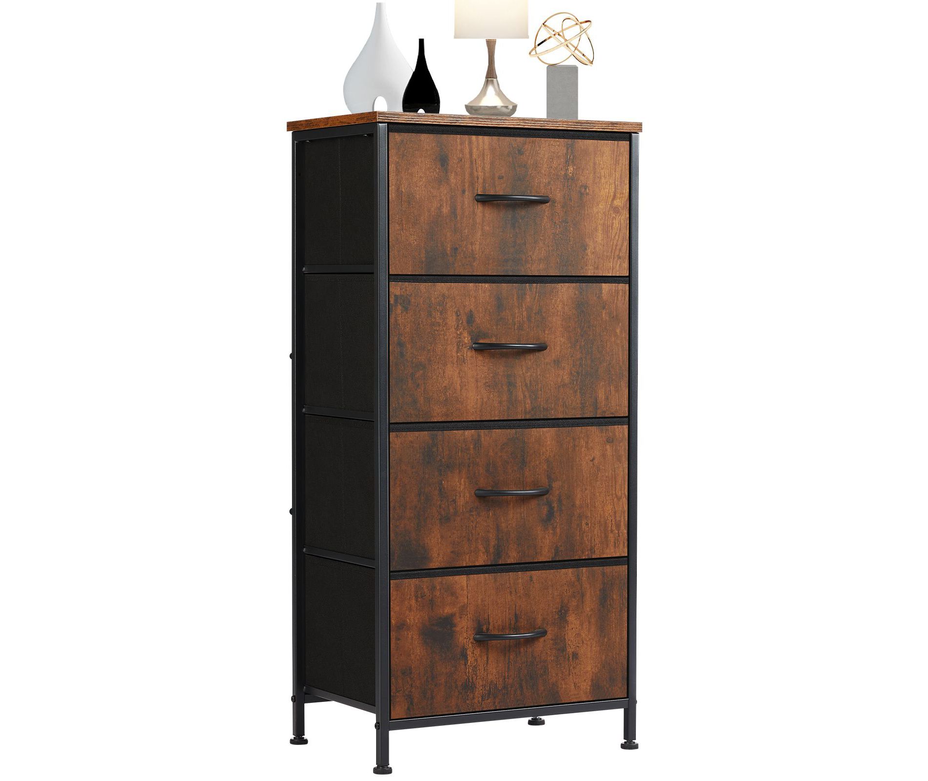 JIONJOY 4-Drawer Fabric Dresser – Wood Top, Steel Frame, Wide Storage for Bedroom Living Room Closet