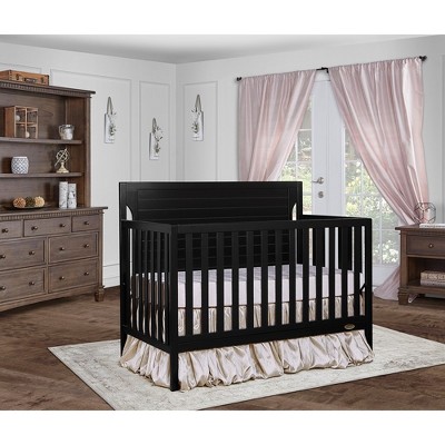 Black 5-in-1 Convertible Crib with Full Back Panel