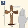 Juvale 3 Pack Catholic Wooden Cross Baptism Centerpieces for Tables, Communion, Home Decor, 6 x 9 In - 4 of 4