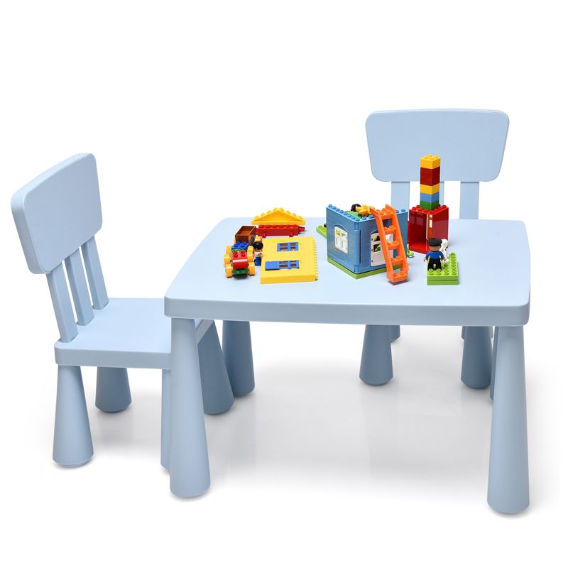 Tangkula Kids Table and 2 Chairs Set Children Play Activity Table Furniture Set Blue/Pink/White/Green, 4 of 7