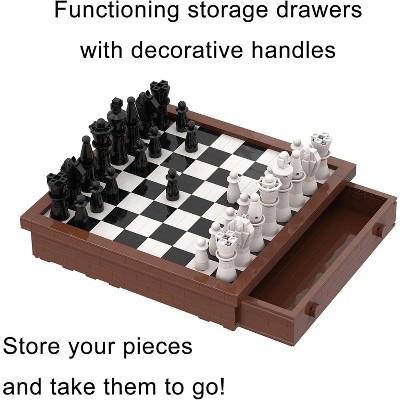 Deluxe Building Block Chess Set with Storage Drawers