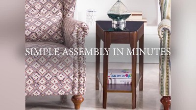 Chestnut Triangular Wood and Glass Accent Table
