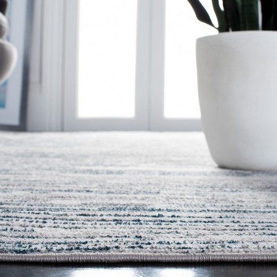 Blue and Gray Abstract Square Synthetic Area Rug