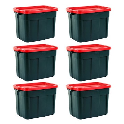 Rubbermaid Cleverstore 18 Gallon Durable Plastic Holiday Storage Tote With  Latching Recessed Lid For Seasonal Decorations, Clear With Red Lid (4 Pack)  : Target