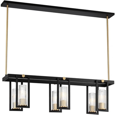 Possini Euro Design Ramos 38" Wide Matte Black and Warm Brass Island Chandelier