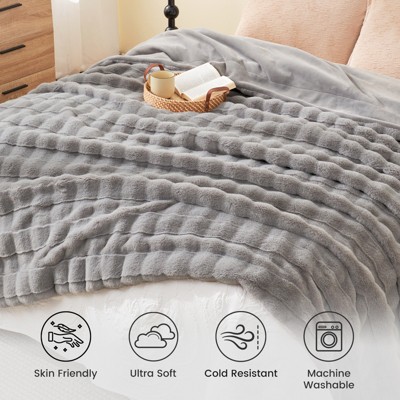 Cozy Bliss Fluffy Faux Fur Throw Blanket Soft Bed Blankets for Sofa Bed