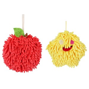 REGALWOVEN 2 Pcs Cute Comfortable Soft Absorbent Chenille Fuzzy Hand Towel - 1 of 4
