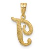 Black Bow Jewelry 14k Yellow Gold, Mimi Collection, Small Script Initial T Pendant - 3 of 4