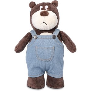 Plush Bear Overalls Bear Bear Toy Cute Stuffed Animal Toy Soft Bear with Removable Denim Overalls for Kids,Brown - 1 of 4