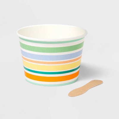 10ct Treat Cups with Wooden Spoons Summer Stripes - Sun Squad&#8482;