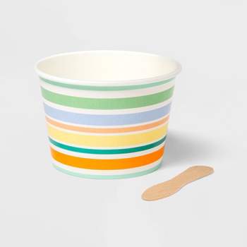 10ct Treat Cups with Wooden Spoons Summer Stripes - Sun Squad™