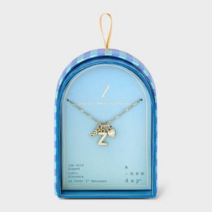 14K Gold Dipped Charm Initial Pendant Necklace - A New Day™ Gold - 1 of 4