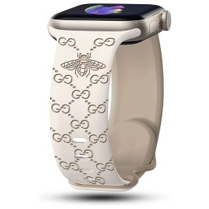 HTUTWOO Bee Engraved Apple Watch Band, Two Tone Silicone Sports Strap 38/40/41/42/44/45/46/49 mm for iWatch Series 10 9 8 7 6 5 4 3 2 1 SE Ultra - 1 of 3