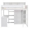 Whisen Wood Twin Size Loft bed with Multiple Storage Shelves and Wardrobe - 3 of 4