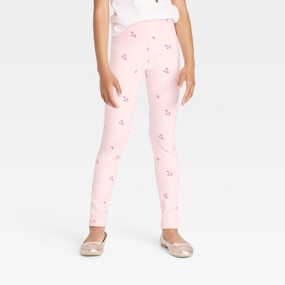 Girls' Floral Leggings - Cat & Jack Light Pink S