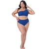Agnes Orinda Women's Plus Size High Waisted Two Piece One Shoulder Keyhole Swimsuit Bathing Bikini Suits - 3 of 4