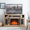 Wooakway Embossed Pattern TV Stand with 23" fireplace insert, TV and Media Console with Open and Closed Storage Space - 2 of 4