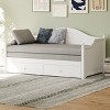 Twin Size Wood Daybed Sofa Bed Extendable Daybed with with Extended Pop Up Trundle and Storage Drawers, White/Gray -ModernLuxe - 2 of 4