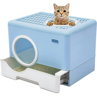 LunaLulinlk Large enclosed cat litter box, cat litter scoop with lid, odorless enclosed design, with drawer, easy to clean