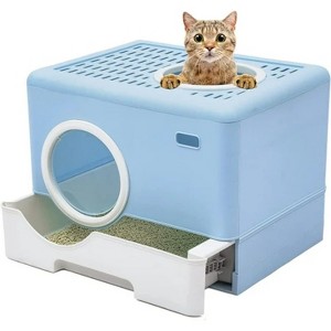 LunaLulinlk Large enclosed cat litter box, cat litter scoop with lid, odorless enclosed design, with drawer, easy to clean - 1 of 4