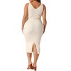 Agnes Orinda Women's Plus Size V Neck Sleeveless Ribbed Knit Back Slit Midi Cami Bodycon Sweater Dresses - 4 of 4