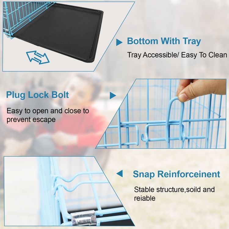 BestMassage 24/30/36/42/48 Inch Dog Crate Dog Cage Dog Kennel with Double Door Removable Tray & Handle Indoor Outdoor Pet Crate, 4 of 7