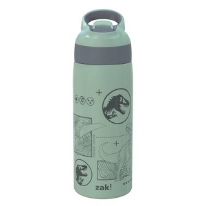 Zak Designs 19oz Jurassic World Stainless Steel Double Wall Vacuum Riverside Water Bottle Green - 1 of 4