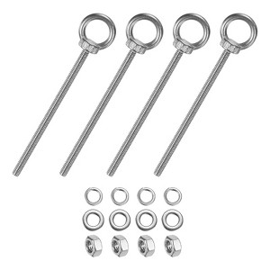 Unique Bargains Stainless Steel Durable Rust-Resistant Eyebolts with Nuts Washers Male Screw for Fastening 10 Pcs - 1 of 4