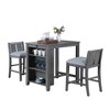 3-Piece Dining Set with Rectangular Table, Storage Shelves and 2 Chairs - 2 of 4