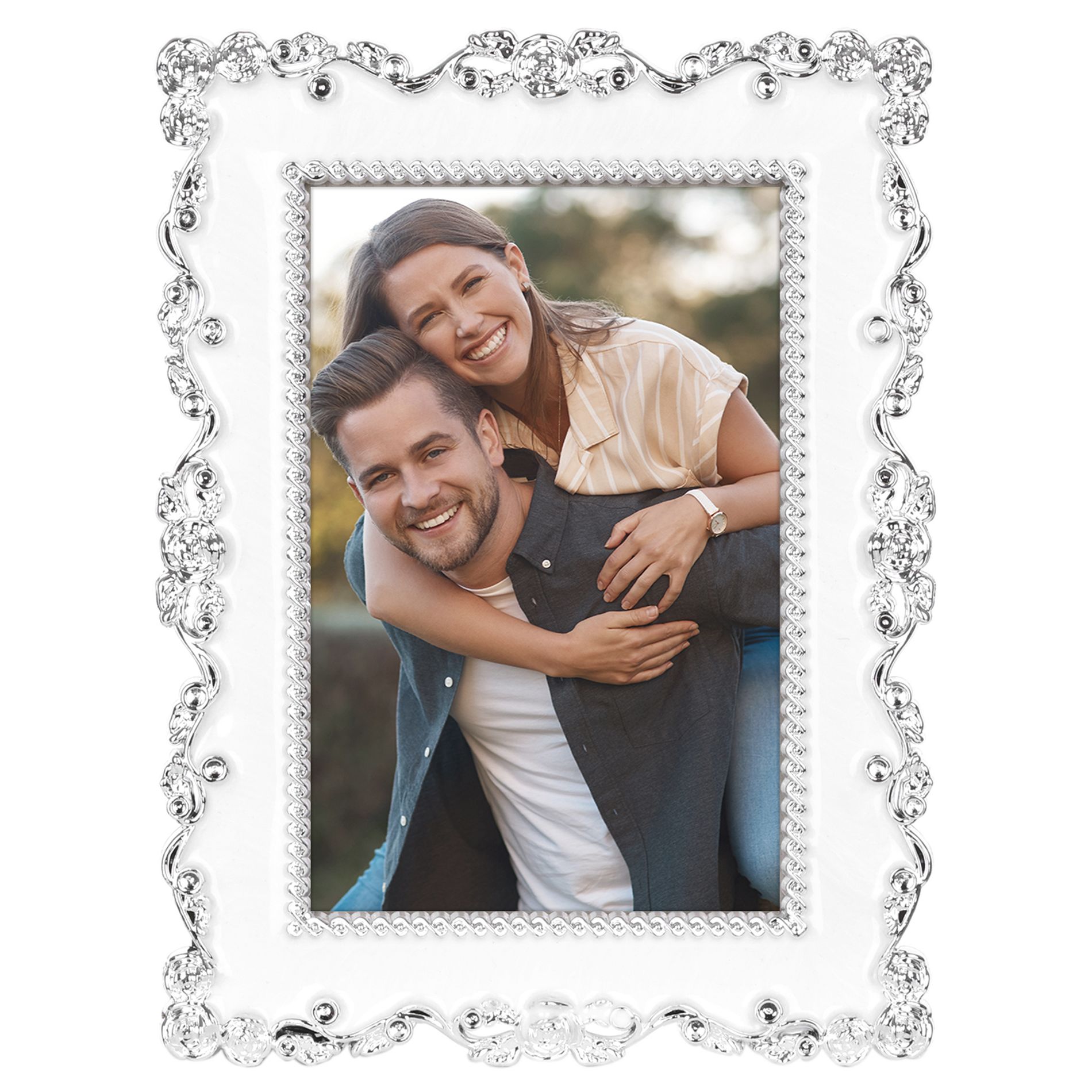 REGALWOVEN Luxury Glass Front Tabletop Multi-purpose Display Picture Frame 1 Pc Silver 5x7