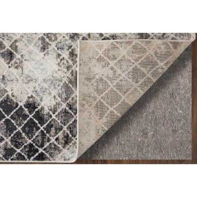 Ivory and Gray Rectangular Cotton Synthetic Area Rug