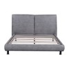 Queen Size Upholstered Platform Bed with Two Large Headrests and Thick Fabric - 3 of 4