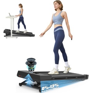 Walking Pad Treadmill with 12% 9-Level Auto Incline, 450 lbs Capacity Bluetooth Speaker Under Desk Treadmills for Home Hiking, 5 MPH, Black-PACEROCKER - 1 of 4