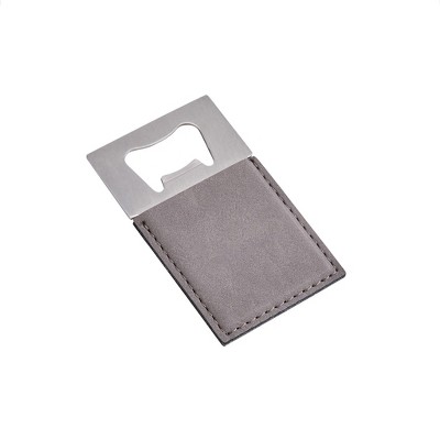 Slickblue 3.5" Leatherette & Stainless Steel Bottle Opener, Available in Navy, Black, Grey & Caramel
