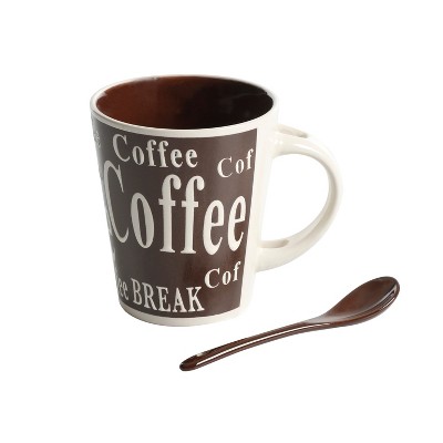 Assorted Colors Ceramic Coffee Mug Set with Spoons, 4 Count