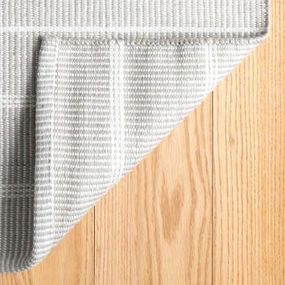 Gray and Ivory Stripe 6' x 9' Synthetic Flat Woven Rug
