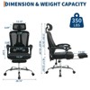 High Back Ergonomic Office Chair with Mesh Back, Retractable Footrest, Adjustable Headrest & Lumbar Support, Wide Computer Chair with Wheels, Beige - 3 of 4