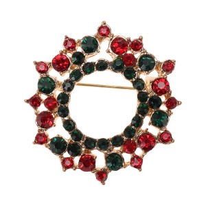 Unique Bargains Christmas Brooches CZ0477-1 Alloy Dripping Wax Green 1 Pc - 1 of 4