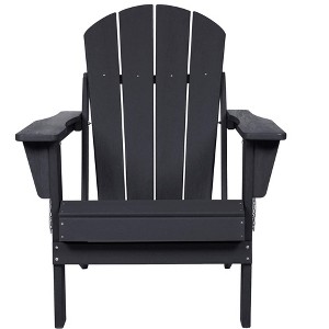 TiramisuBest Folding Chair with Dual Cup Holder Set of 2 - Composite Adirondack Chair with Wood Texture- Gray - 1 of 4