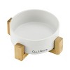Coco Single Pet Bowl with Wood Stand 5.11 in White - 3 of 4