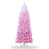 Snow Flocked Pencil Christmas Tree, Slim Artificial Christmas Tree with Sturdy Metal Stand, Skinny Xmas Tree Holiday Decoration for Home Office Dedor - 2 of 4
