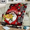 Lomsoe Ho Ho Ho Christmas Gnome Print Flannel Blanket - All Seasons Soft Cozy Warm Throw Blanket for Bed, Napping, Camping, Travel, Office - 2 of 4