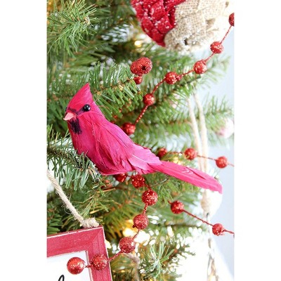 Set of 6 Red Feathered Cardinal Clip-On Decorations