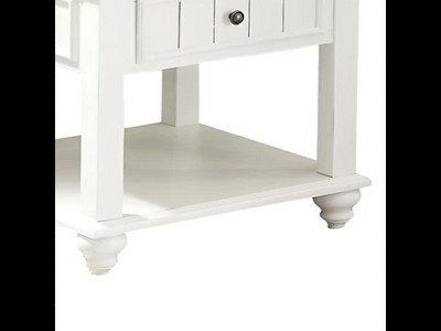 Natesa White Washed 24-Inch Poplar Wood End Table with Storage