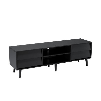 VYNXARIA 63 Inch Black TV Stand: Vintage - Style Charm Meets Beveled Sophistication