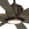 Possini Euro Design 60" Defender Farmhouse Rustic Indoor Outdoor Ceiling Fan 8 Blade LED Light Remote Control Bronze Oak Finish Blades Bedroom - 2 of 4