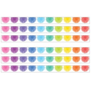 Teacher Created Resources® Colorful Poms Scalloped Die-Cut Border Trim, 35 Feet Per Pack, 6 Packs - 1 of 4