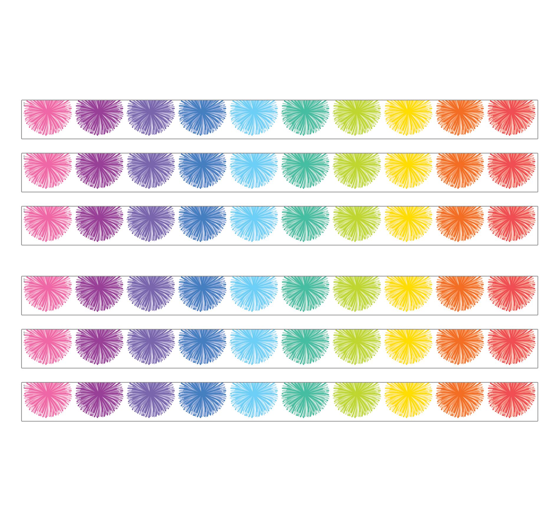 Teacher Created Resources® Colorful Poms Scalloped Die-Cut Border Trim, 35 Feet Per Pack, 6 Packs