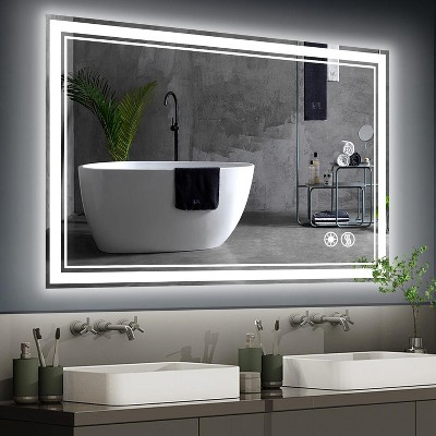 LED Bathroom Mirror with Lights-Anti-Fog Dimmable 3-Color Smart Vanity Mirror, Wall Mounted with Memory Function