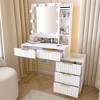 Makeup Vanity Desk With Mirror And Lights, Vanity Table With 5 Drawers, Side Cabinet, Storage Shelves, Modern Vanity Table For Bedroom - 2 of 4